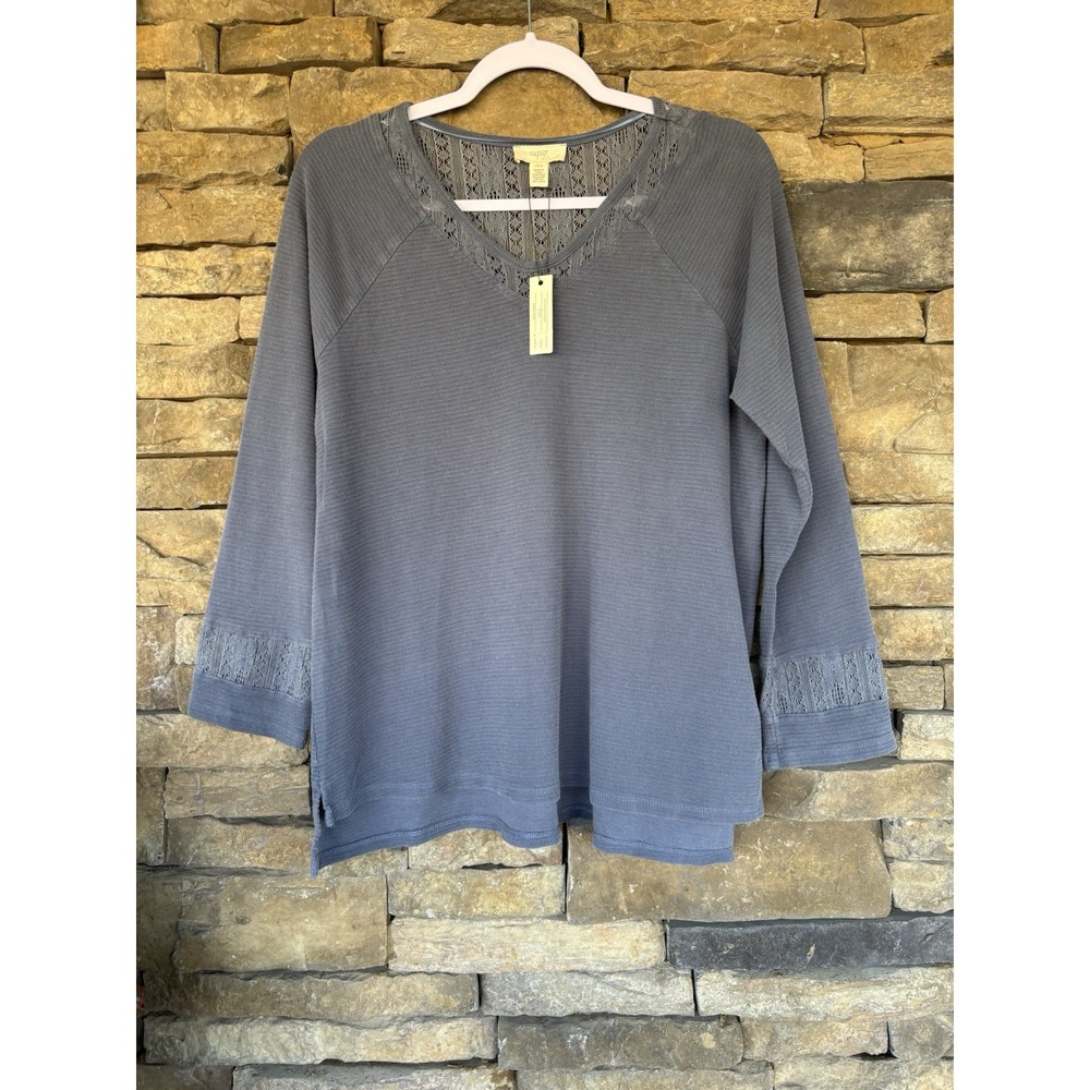 Cupio-Lg-Blue Gray‎ Thermal Top with Lace Accents Nwt - Picture 4 of 5